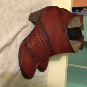 Unique red heeled booties